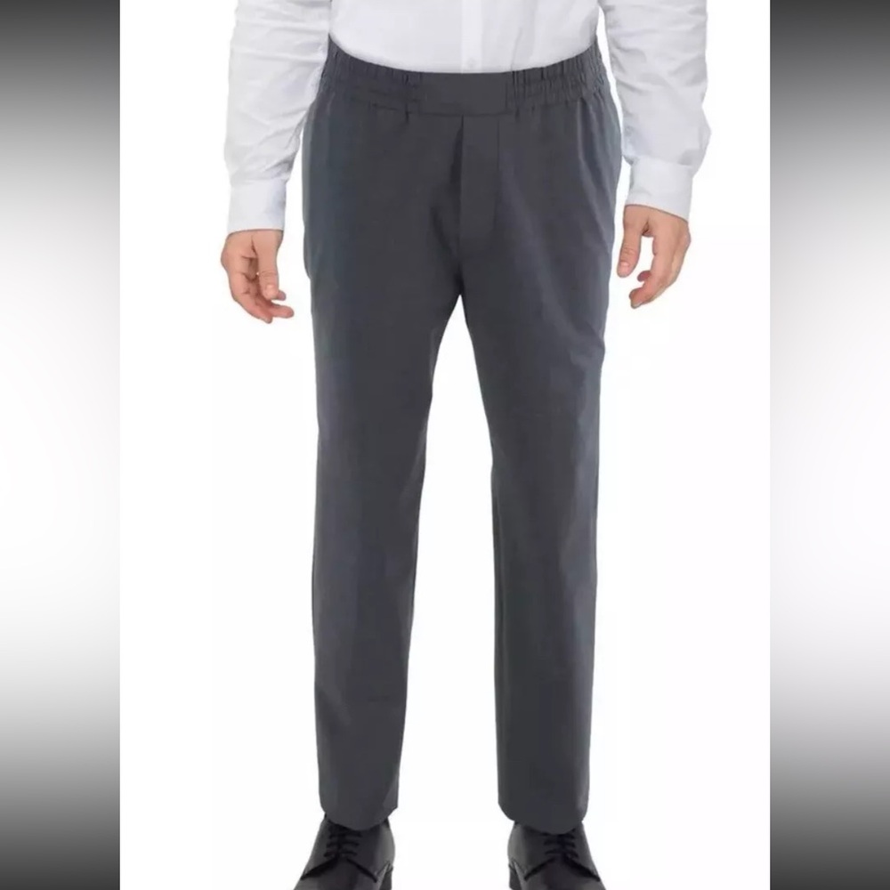 😍Calvin Klein Mens Gray Stretch Recycled  Trouser Pants Forged Iron Size 2XL